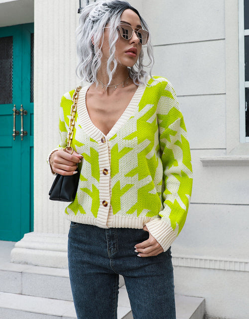 Load image into Gallery viewer, Houndstooth Button Down Cardigan
