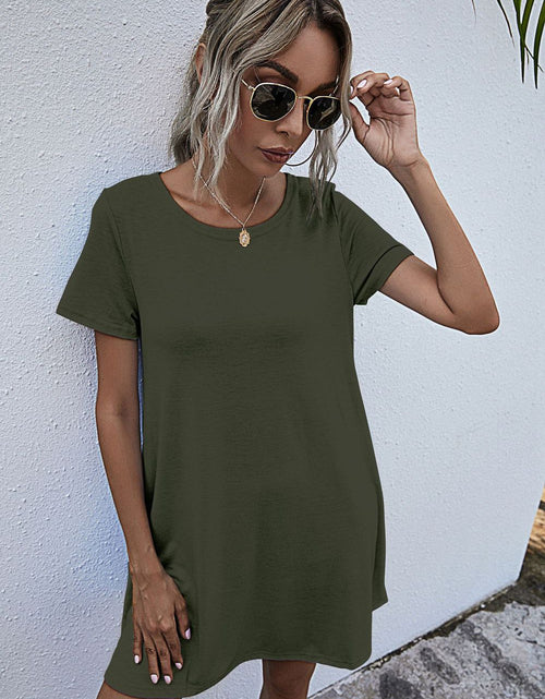 Load image into Gallery viewer, Round Neck Short Sleeve Mini Dress

