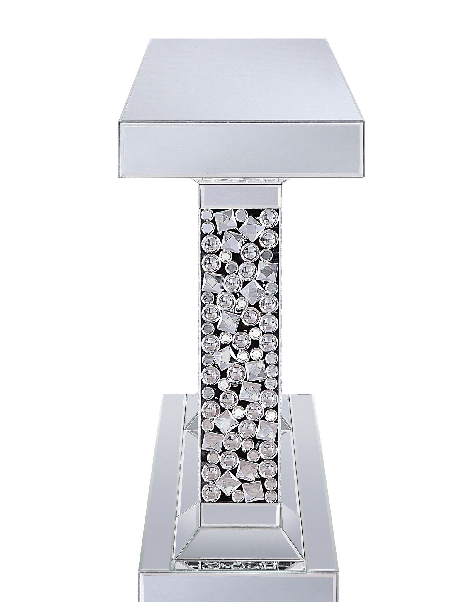 Lachina - Glam Mirrored Faux Gems Console Table - Silver by Couch.com