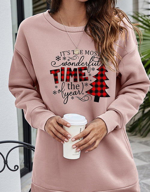 Load image into Gallery viewer, Christmas Tree Graphic Drop Shoulder Sweatshirt
