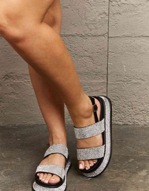 Load image into Gallery viewer, Qupid  Shine On Platform Rhinestone Slingback Sandal
