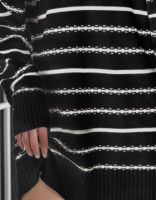 Load image into Gallery viewer, Striped V-Neck Sweater Dress
