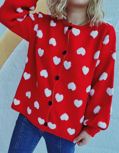 Load image into Gallery viewer, Heart Button Up Long Sleeve Cardigan
