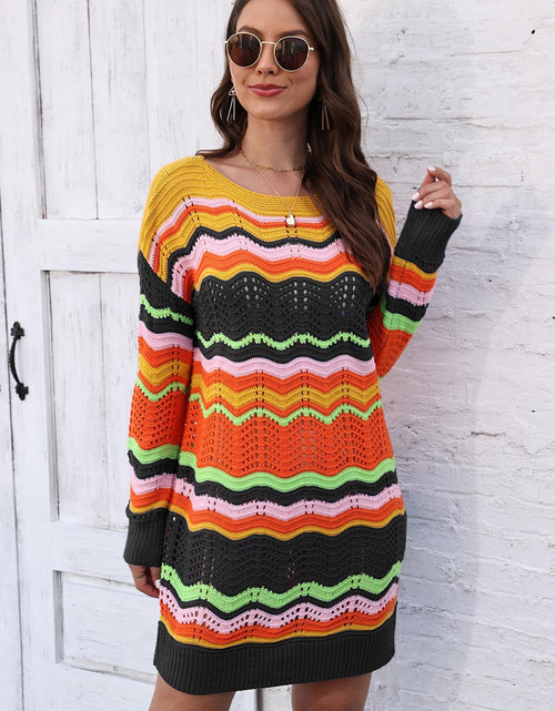 Load image into Gallery viewer, Openwork Round Neck Sweater Dress
