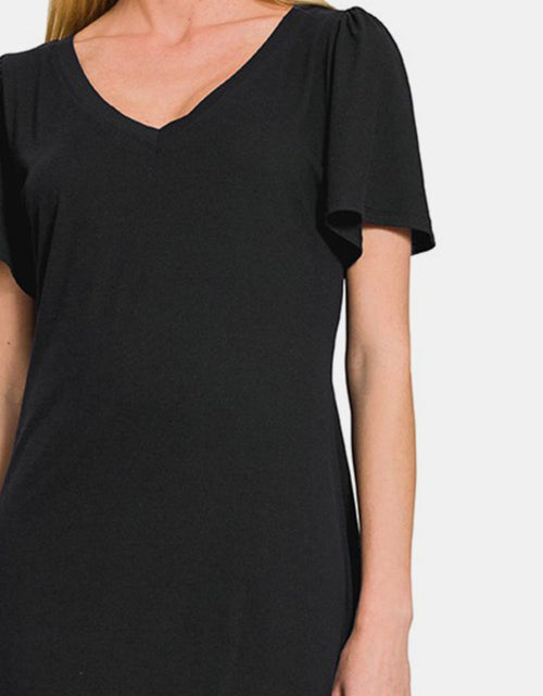 Load image into Gallery viewer, Zenana V-Neck Short Sleeve Dress

