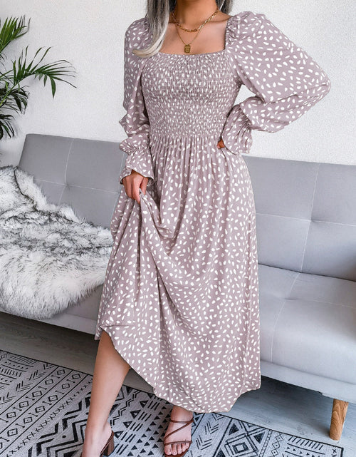 Load image into Gallery viewer, Smocked Square Neck Flounce Sleeve Dress by BlakWardrob
