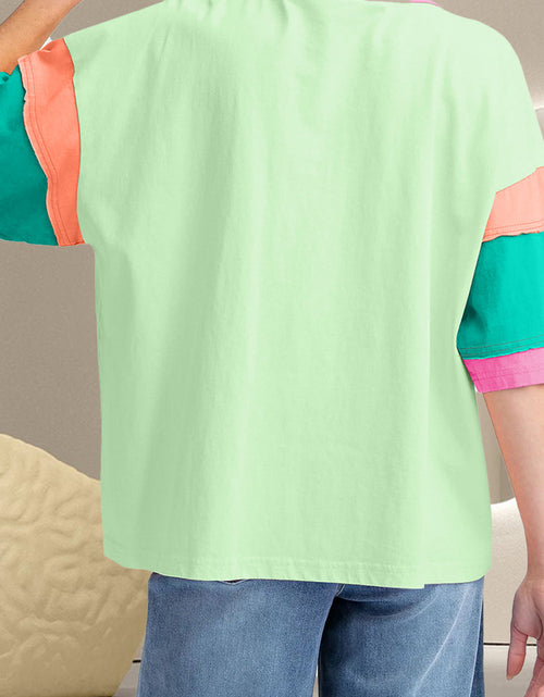 Load image into Gallery viewer, Color Block Round Neck Half Sleeve T-Shirt
