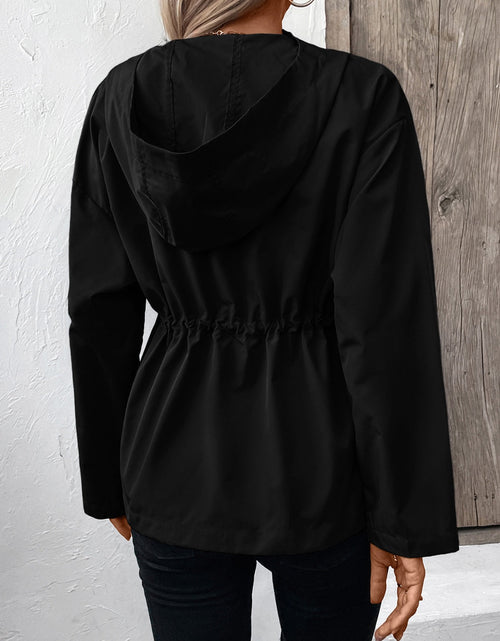 Load image into Gallery viewer, Ivy Lane Drawstring Zip Up Hooded Jacket
