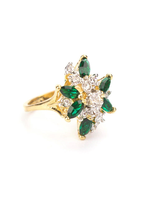 Load image into Gallery viewer, Vintage Ring Aquamarine and Clear Swarovski Crystals 18k White Gold Unique Cluster Antique Womans #R1863-AQW Size: 4 by PVD Vintage Jewelry

