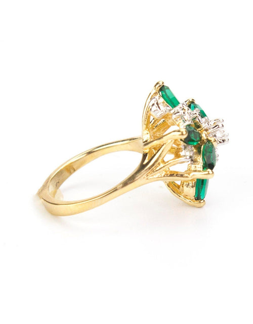 Load image into Gallery viewer, Vintage Ring Aquamarine and Clear Swarovski Crystals 18k White Gold Unique Cluster Antique Womans #R1863-AQW Size: 4 by PVD Vintage Jewelry

