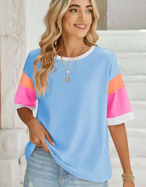 Load image into Gallery viewer, Lovelet Color Block Round Neck Half Sleeve T-Shirt
