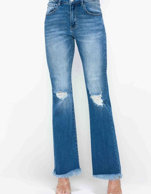 Load image into Gallery viewer, bytos Full Size Raw Hem Distressed High Rise Bootcut Jeans
