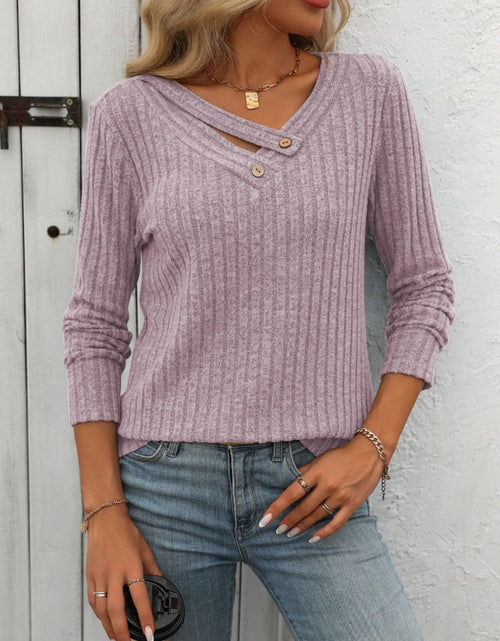 Load image into Gallery viewer, Mandy Ribbed V-Neck Long Sleeve T-Shirt

