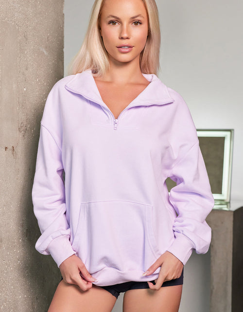 Load image into Gallery viewer, Quarter Zip Dropped Shoulder Sweatshirt
