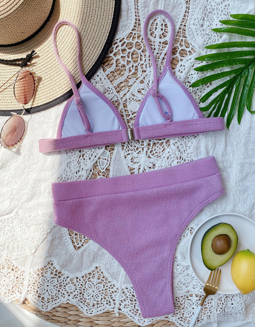 Load image into Gallery viewer, Spaghetti Strap Ribbed Bikini Set
