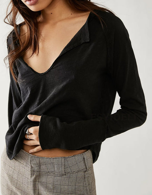 Load image into Gallery viewer, Exposed Seam Notched Long Sleeve T-Shirt
