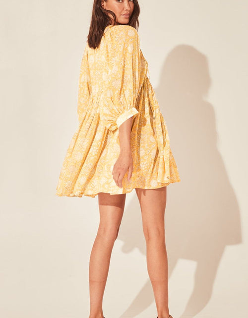 Load image into Gallery viewer, Floral Tie Neck Lantern Sleeve Dress
