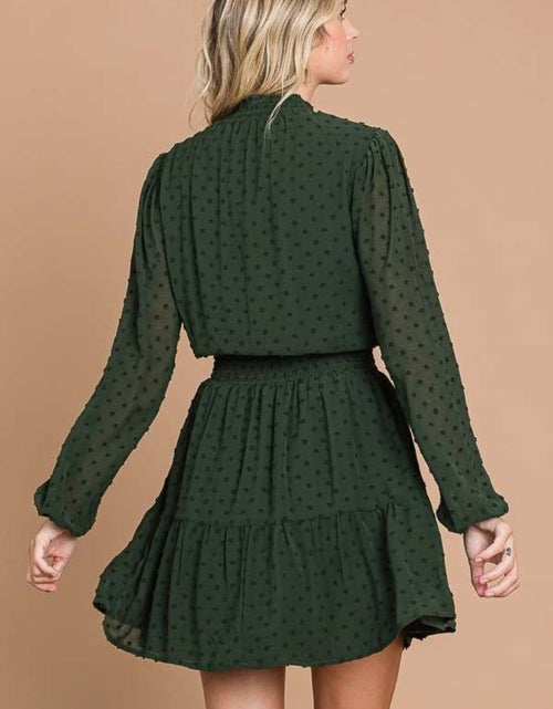 Load image into Gallery viewer, Culture Code Swiss Dot Smock Neck Mini Dress with Pockets
