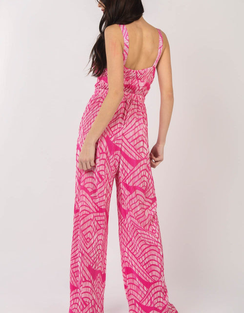 Load image into Gallery viewer, VERY J Printed Pleated Sleeveless Wide Leg Jumpsuit
