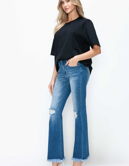 Load image into Gallery viewer, bytos Full Size Raw Hem Distressed High Rise Bootcut Jeans

