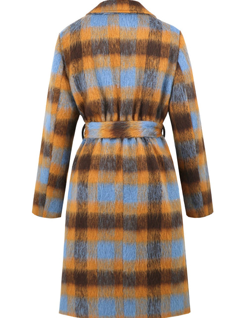 Load image into Gallery viewer, Tied Plaid Collared Neck Coat
