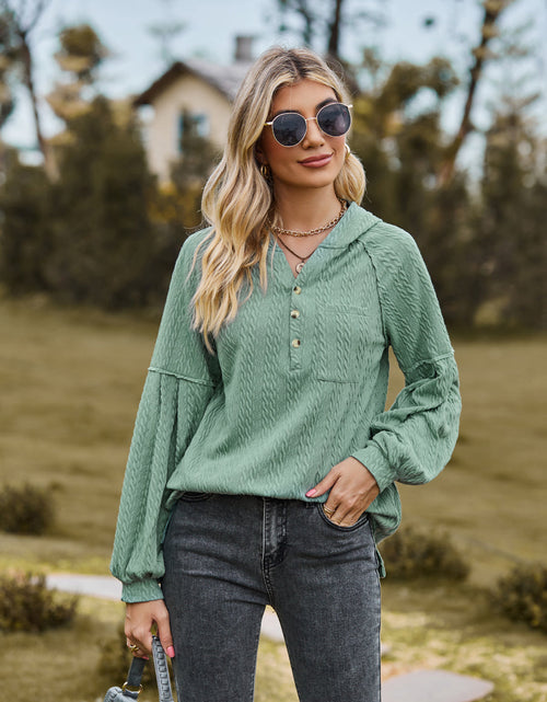 Load image into Gallery viewer, Cable-Knit Dropped Shoulder Hoodie

