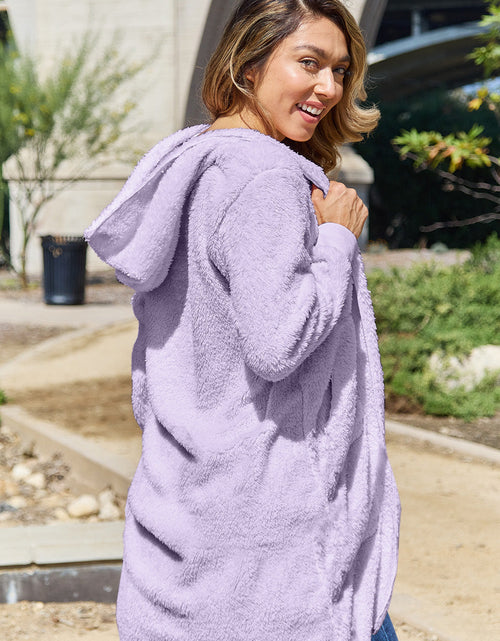 Load image into Gallery viewer, Double Take Full Size Hooded Teddy Bear Jacket with Thumbholes
