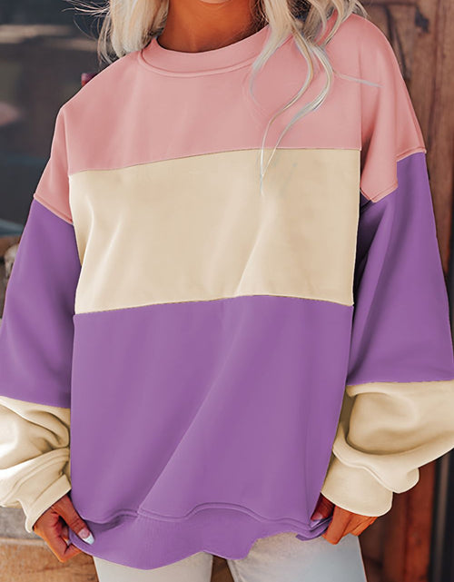 Load image into Gallery viewer, Contrast Round Neck Long Sleeve Sweatshirt
