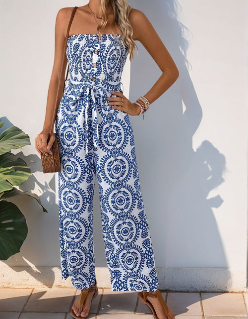 Load image into Gallery viewer, Perfee Smocked Tube Wide Leg Jumpsuit
