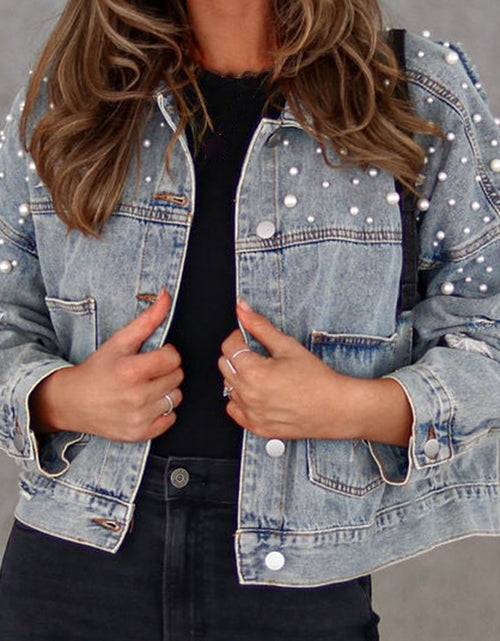 Load image into Gallery viewer, Bead Detail Denim Jacket
