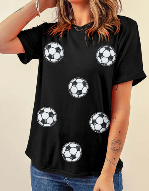 Load image into Gallery viewer, Football Round Neck Short Sleeve T Shirt
