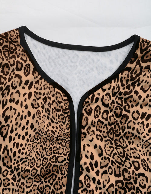 Load image into Gallery viewer, Perfee Leopard Open Front Long Sleeve Jacket
