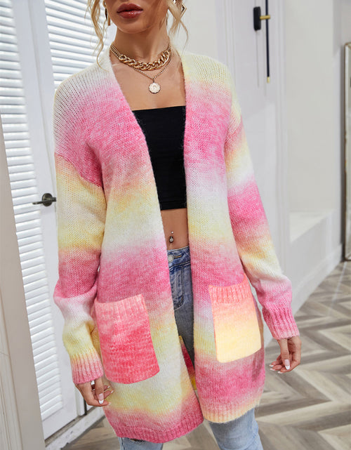 Load image into Gallery viewer, Angel Wings Full Size Pocketed Open Front Gradient Cardigan
