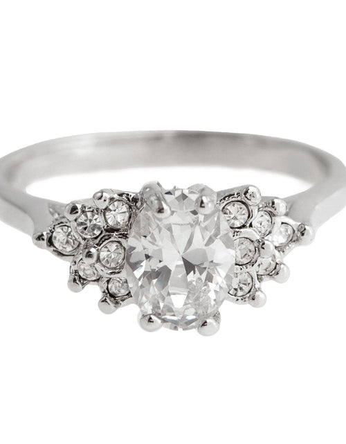 Load image into Gallery viewer, Vintage 1980's Cubic Zirconia Ring with Clear Austrian Crystals 18k Yellow Gold Electroplated by PVD Vintage Jewelry
