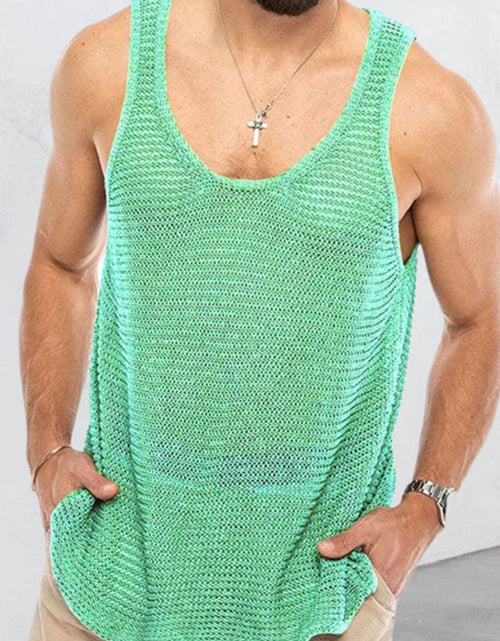 Load image into Gallery viewer, Men's Plus Size Round Neck Wide Strap Tank
