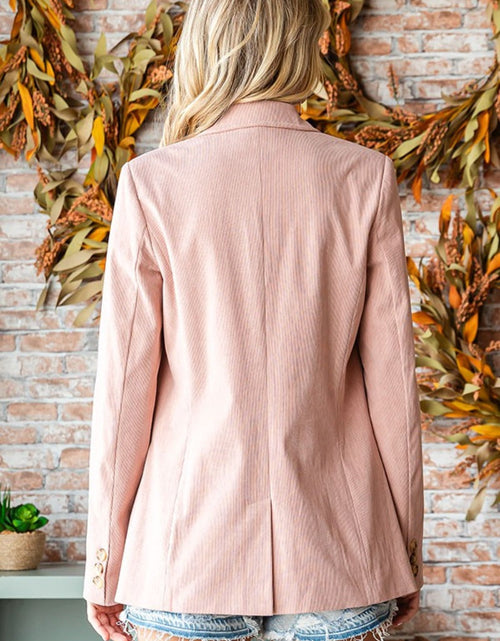 Load image into Gallery viewer, First Love Full Size Single-Breasted Flap Pocket Corduroy Blazer
