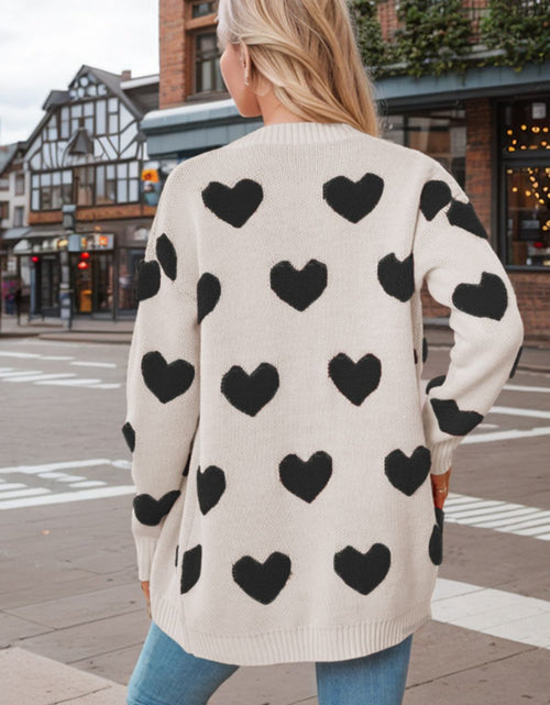 Load image into Gallery viewer, Heart Button Down Long Sleeve Cardigan
