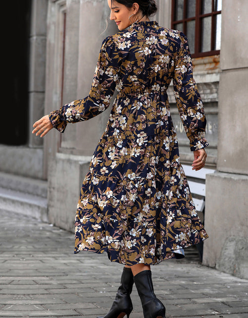 Load image into Gallery viewer, Perfee Floral Flounce Sleeve Tiered Dress
