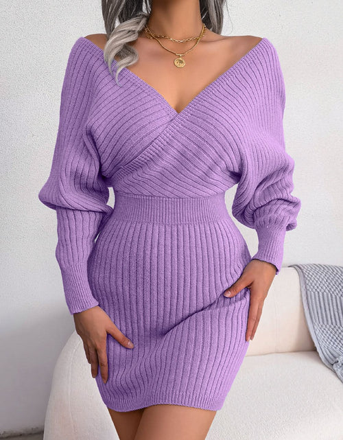 Load image into Gallery viewer, Rib-Knit Dolman Sleeve Sweater Dress
