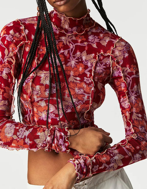 Load image into Gallery viewer, Floral Mock Neck Long Sleeve Top
