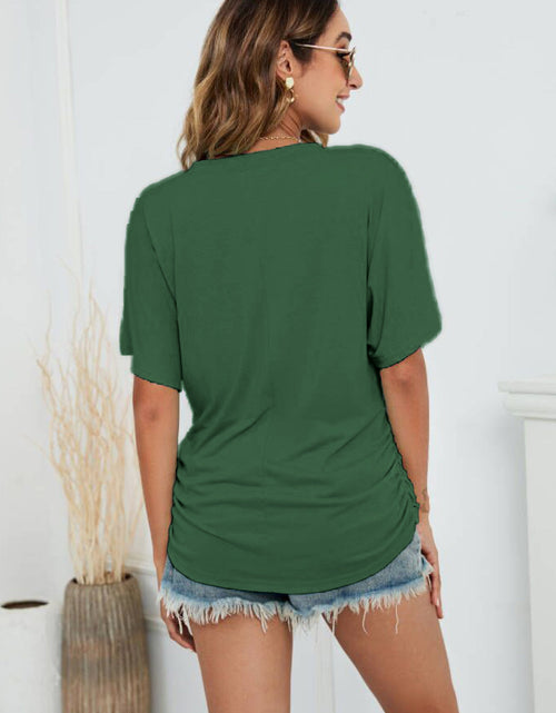 Load image into Gallery viewer, V-Neck Side Ruched Tee
