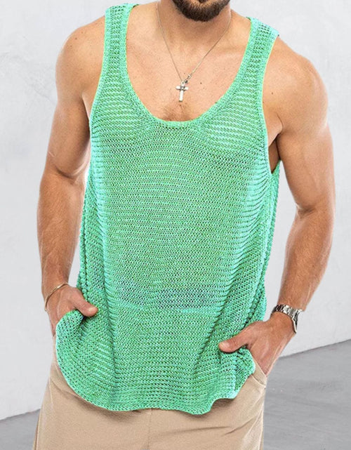 Load image into Gallery viewer, Men's Plus Size Round Neck Wide Strap Tank
