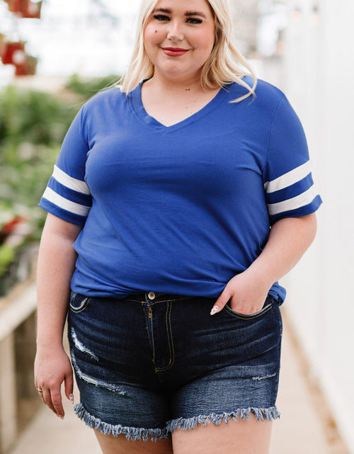 Load image into Gallery viewer, Plus Size Striped V-Neck Tee Shirt
