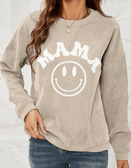 Load image into Gallery viewer, Round Neck Long Sleeve MAMA Graphic Sweatshirt
