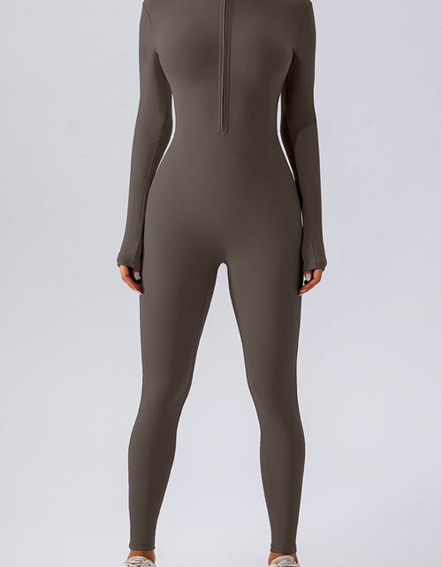 Load image into Gallery viewer, Half Zip Mock Neck Active Jumpsuit

