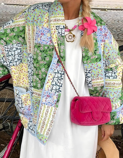 Load image into Gallery viewer, Printed Patchwork Open Front Cardigan with Pockets
