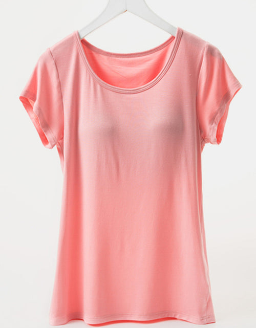 Load image into Gallery viewer, Round Neck Short Sleeve T-Shirt with Bra
