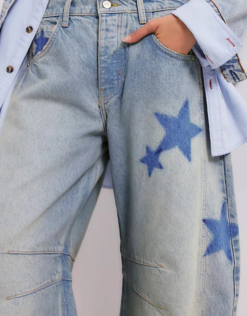 Load image into Gallery viewer, Contrast Star Wide Leg Jeans
