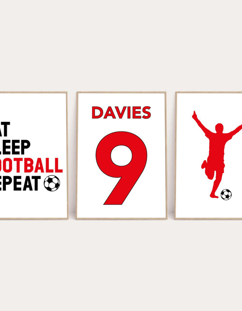 Load image into Gallery viewer, Personalised Surname Eat Sleep Football Repeat Children's Wall Decor Set Of 3 Prints (Any Colour/No.) by WinsterCreations™ Official Store
