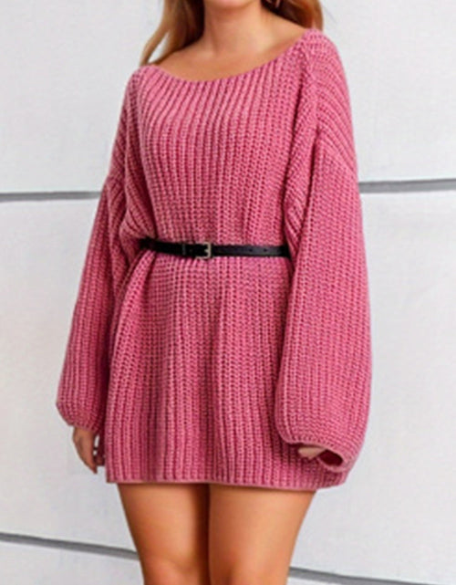 Load image into Gallery viewer, Boat Neck Dropped Shoulder Mini Sweater Dress
